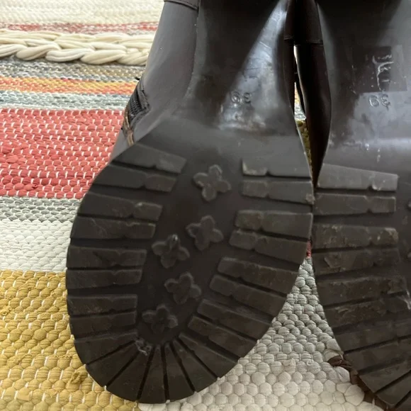 Genuine leather brown high-heeled booties size 39EU (8.5 US) - Picture 11 of 14